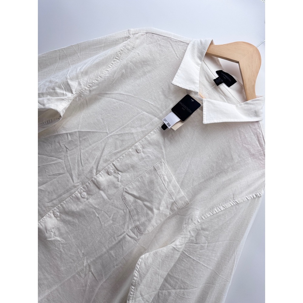 Magaschoni Man Button Down Shirt Mens XL White New